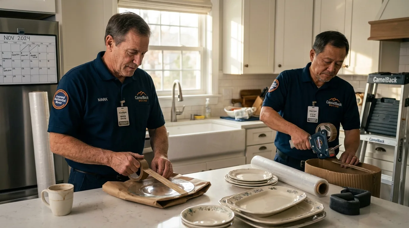 Professional crew packing kitchen dishware in Idaho City, ID